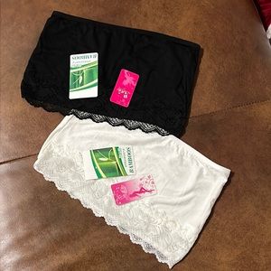 NWT Bundle of 2  bandeaus  -1 white & 1 black with lace detail